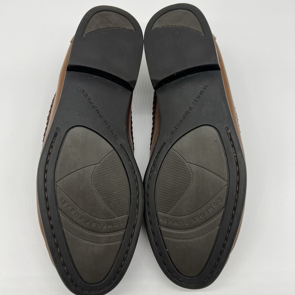 Hush Puppies Men's Loafers Brown Leather Tassel Kiltie Apron Toe Slip On 9.5M - Picture 7 of 16